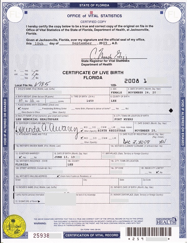 florida birth certificate eligible for apostille 2