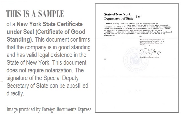 good standing certificate new york