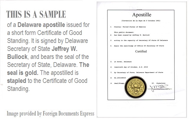 apostille goodstanding delaware foreign documents express
